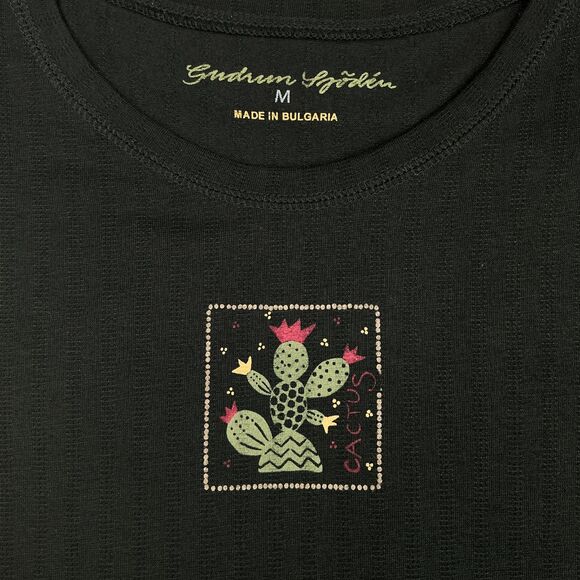 Gudrun Sjoden Cactus Graphic Tee Shirt Top Women's M Short Sleeve Crew BOHO Art - Picture 2 of 12
